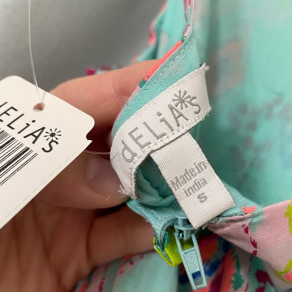 dELiA*s Aqua Neo Tribal Ska Asymmetrical Pattern Flare Dress with Pockets NWT - Picture 5 of 6